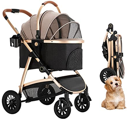 GXDSSH Kinderwagen for Mittelgroße Große Hunde, 3 In 1 Hundewagen, Abnehmbare Katzenwagen, Großer Hundwagen, 4-Rad-Bummelwagen (Color : A)