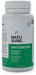 NATUSURE - NatuDetox | Suplemento Para la Retención de Líquidos | Diuréticos Potentes Naturales Para la Hinchazón | Cola de Caballo + Diente de León + Té de Java + Alcachofa | Sin Gluten