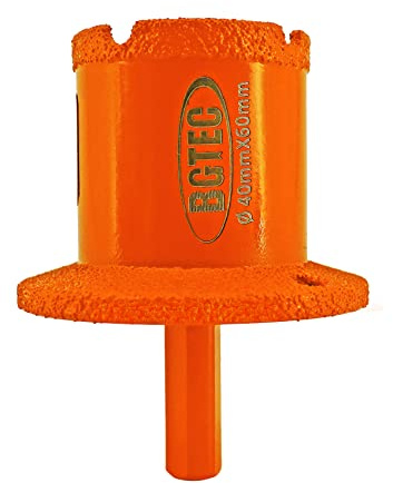 BGTEC Diamant-Kernbohrer, Durchmesser 40 x 60 mm, Dreiecksschaft Waschbeckenöffner für Porzellan Marmor Keramik Fliesen Granit Stein