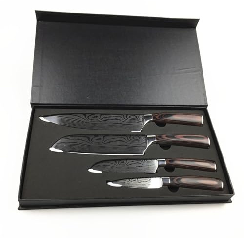 HENWAFX for Super Sharp Dining Knife Set of 4, Outdoor Camping Barbecue, Hand Forged Meat and Fish Slice Barbecue Knife, Suitable for Knives with Gift Boxes
