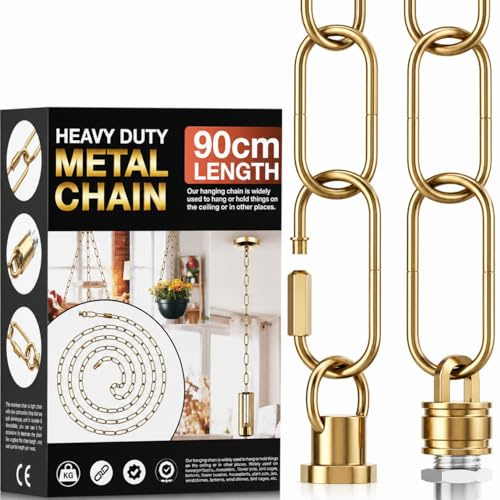LEDSONE 90cm Heavy Duty Metal Hanging Chain Gold Adjustable Ceiling