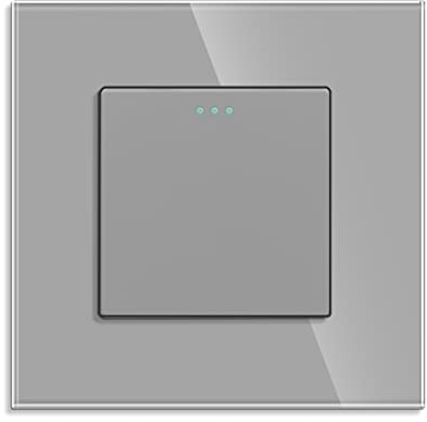 JIMEIDA Lichtschalter 1 Fach 2 Weg Glas Lichtschalter Grau Unterputz Taste Schalter Wandschalter Kristall Kippschalter 10 Amp,250 V