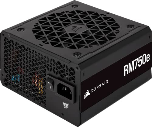 Corsair RM750e - Fuente de alimentación ATX totalmente modular de bajo ruido - Conectores dobles EPS12V - Condensadores clasificados a 105 ° C - Eficiencia 80 Plus Gold - Soporte moderno en espera -