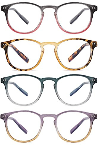 BOSAIL 4 Stück Blaulichtfilter Brille fur Manner und Frauen,Gute Brillen,Komfortabel,Klassische Computerbrillen