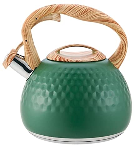 RUVOO Flötenkessel Wasserkessel Teekessel 3L Edelstahlpfeifkessel Heißwasserkessel Wasserkocher Küche Herdplatte Teekessel Teekanne Flötenkessel Wasserkocher (Blue : Grün, Size : 3L)