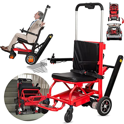 UZOURI Zusammenklappbarer Hochleistungs-Elektrischer Treppensteiger-Wagen Stair Climber, mit Kissen/Rückenkissen, 24-V-Batterie/LCD-Display/13'' großes Hinterrad/Last 363lb