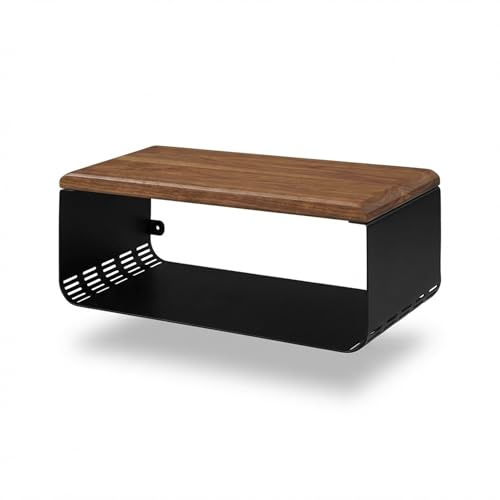 Ultimate Premium Products Mesita de noche flotante con parte superior de nogal, decoración moderna para dormitorio, mesita de noche minimalista montada en la pared, estante montado en la pared, oasis