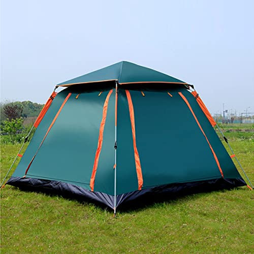 Tält för familjen 5-6 personers campingtält (240x240cm) Dubbellagerstält med verandaskugga, solskydd, pop up-tält med avancerad ventilation, utomhusbruk i trädgården (färg: grön) (grön) beautiful