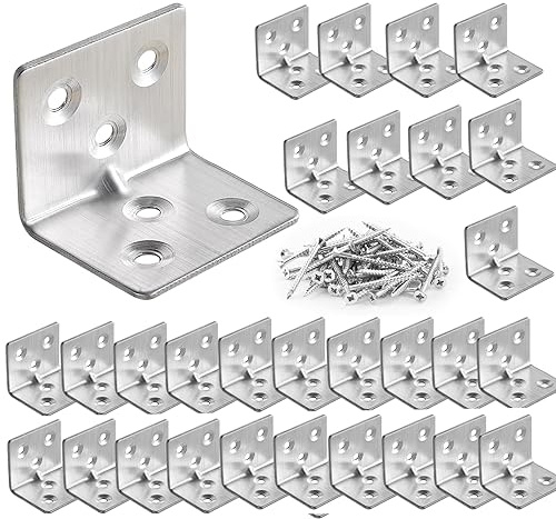 GothicBride 30 Stück Edelstahl Winkel 30x30x38 mm | Winkelverbinder Winkel 90 grad, Winkel Klein Montagewinkel für Holztische, Stühle, Möbel