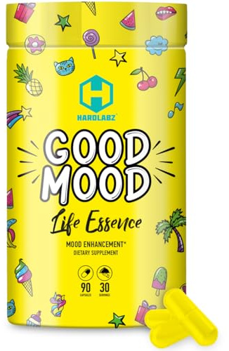 HARDLABZ Good Mood - All Natural Nootropic with Lion's Mane Mushroom and Herbal Extracts for Cognitive and Mental Support - Stress Relief, Brain Performance, Mood Enhancement, 90 Capsules