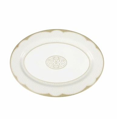 BRANDANI Vassoio Ovale Bianco e Oro Golden Eye In Porcellana