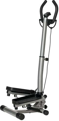 HOMCOM Adjustable Twist Stepper Aerobic Ab Exercise Fitness Workout Machine w/LCD Screen, Height Adjust Handlebars for Home Gym, Silver and Black