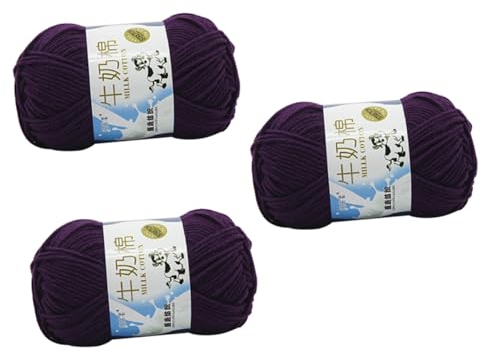 NUOBESTY 3pcs Hand-Woven Chunky Yarn Milk Cotton for Knitting Crocheting Warm Comfortable Machine Washable