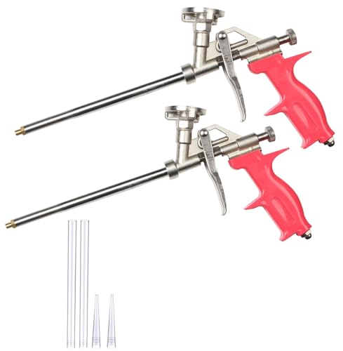 PU Schaumpistole, 2 Stück Bauschaumpistole aus Metall, Profi-Dosierpistole mit ergonomischem Kunststoffgriff, Bauschaum Pistole Expanding Foam Gun für Bauschaum Dosen