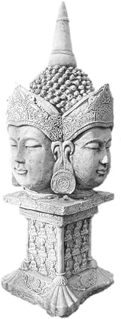 FABRIQ Bouddha à quatre visages, figurine de Bouddha en pierre, Feng Shui, résistante aux intempéries, statue de jardin, solide, jardin zen 37 cm