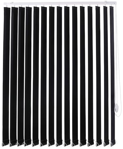 FENGSHOUU Lamellenvorhang Vertikaljalousie nach Maß,Schwarz Verdunkelungs Vertikaljalousie,Sonnenschutz Blendschutz,für Zuhause Büro,Inklusive Zubehör,Breite×HöheV (110cm x 180cm)