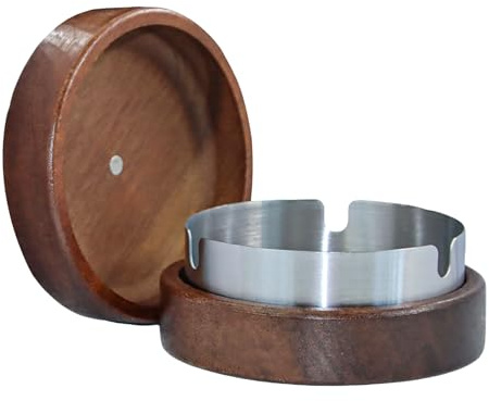 Cendrier avec couvercle, boîte portable sans fumée, porte-cendres avec revêtement intérieur en acier inoxydable, cendrier anti-odeurs pour terrasse, intérieur et extérieur