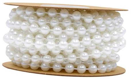 VILLFUL 5m Runde Perlenkette Aus Kunststoff Perlenkette Für Dekoration DIY Girlande Zubehör Für Hochzeitsschmuck Rolle Weiß Anhänger Für Ausstellungsdekoration Zur Verzierung