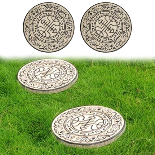 ZIMGOD Trittsteine für Garten 2er-Set Robuster Dekorativer Gartenstein, Außenbereich Fledermausmuster Pflasterstein-Sets, Stabil Rasen Weg Trittstein zur Gartendekoration(29cm (11 3/8))
