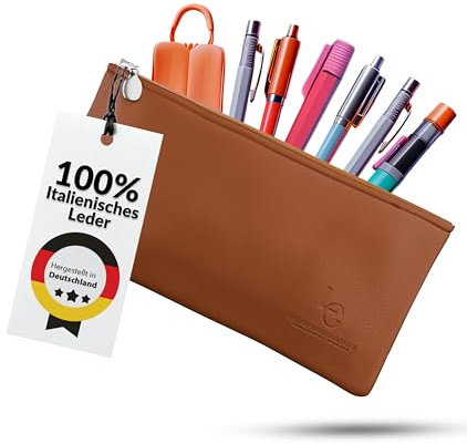 Lederfabrik Garnier® Federmäppchen Leder Cognac – Hochwertig & langlebig – Für Stifte, Kosmetik & Elektronik – Made in Germany – Zeitlos & elegant