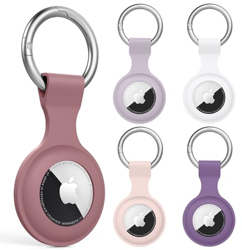 5 Pièce Étuis pour Apple AirTag 2021, Airtag Porte Clé - Anti-Chute et Anti-Rayures pour Animaux Portefeuilles et Bagages, Compatible avec Le Nouvel Air tag Locator Tracker Étui (Pack D)