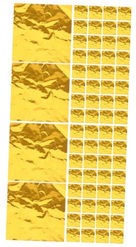 TOPBATHY 2 Sätze Schokoladenverpackungen Verpackungsmaterial Paketpapier Bonbon Wickelpapier Weihnachtliche Schokoladenverpackung Einband Aus Trüffelpapier Gold Blatt Golden 200 Stück * 2