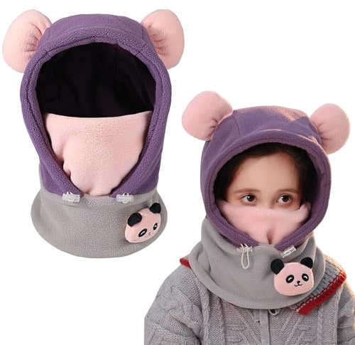 AYPOW Sombrero de Pasamontaña Térmicos Niños Invierno, Pasamontañas de Esquí Animal 3D Máscara de Esquí Ciclismo, Anti-Viento Gorro Forro Polar Calentador de Cuello de Invierno Niños Niñas