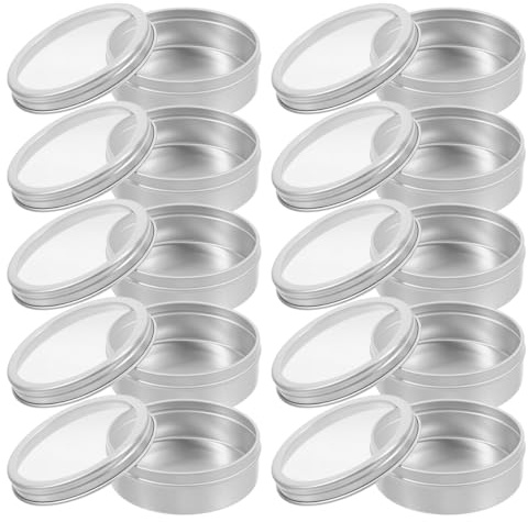 CLISPEED 10 Stk Alu-Box Zuckerdose kleine Dosen mit klarem Fenster leere Blechdose runde Dosen mit Klappdeckel Silberne Aluminiumdose Platzsparende Dose Kaffeedosen runde Metalldosen Silver