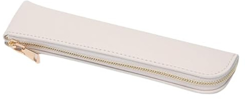 YONBEN Federmäppchen Klein Stifteetui Mäppchen (Beige, Kunstleder) | Flaches Design mit Reißverschluss – fasst Stifte, Lineal und Zubehör, ideal für Schule, Uni, Büro und unterwegs.