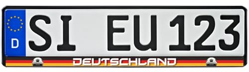 1 Paar Kennzeichenhalter schwarz mit Motiv Spruch Bedruckt Kennzeichenhalterung Kennzeichenrahmen (Deutschland Fußball)