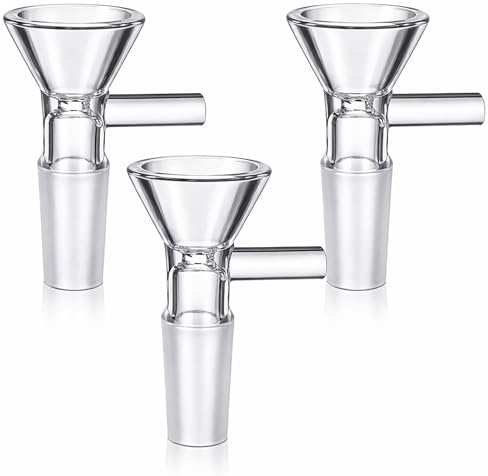 3PCS Glass Bong Bowl - 14mm Small Bong Bowl Adaptor for Water Pipes, Oil Rigs & Hookah, Reusable Bowl Piece Water Pipe Bowls, 14mm Male Glass Bong Bowl Adaptor, Bongs Accessories