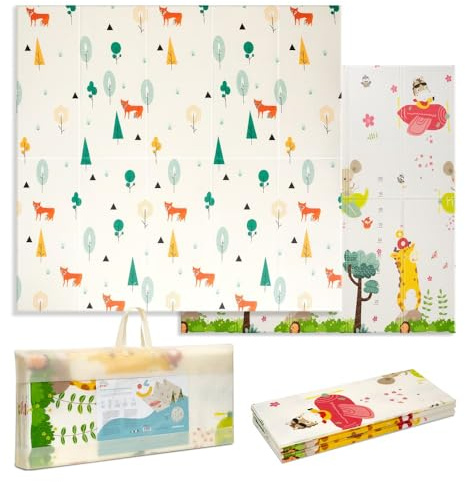 Interbaby - Alfombra de Juegos Bebes | Alfombra Bebe Acolchada Plegable, Reversible, Impermeable y Antideslizante | Cómoda, Fácil Lavado, Espuma XPE | 180x200x1 cm | Modelo Selva