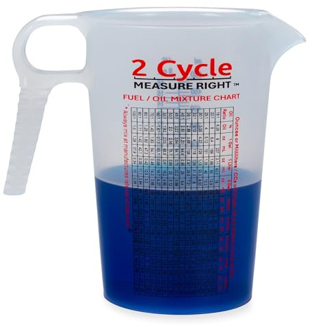 2 Stroke Oil Measuring Cup - 16 Oz Oil Gas Mixing Pitcher with 15-In-1 Ratio Conversion Chart for Outboard Motors, Chainsaws, Weed Eaters, Lawn Equipment, ATVs, Boats, Snowmobiles, Trimmers, Blowers