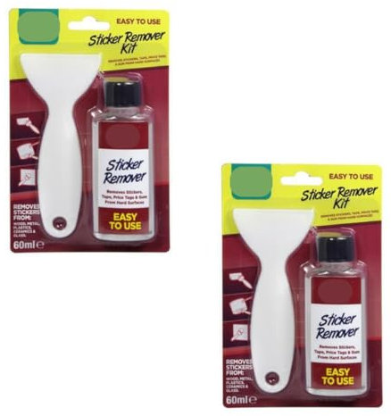 SOTL® X2 Sticker Remover Kit Adhesive Remover for Labels, Stickers, Decals, Price Tags & Residue Includes Scraper Tool Safe for Glass, Plastic, Wood, Metal, Auto, & Home Surfaces