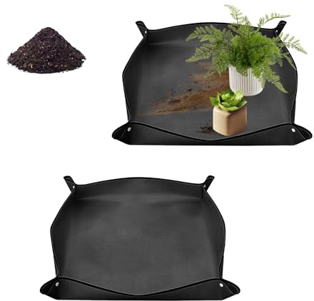 LUMOOM 2 Stück Pflanzmatte, Pflanzen Umtopfmatte, Gartenmatte Pflanzmatte, Schwarz PE Pflanzunterlage, wasserdichte Pflanzenmatte Gartenmatte, für Umtopf, Sukkulenten (50x50cm)