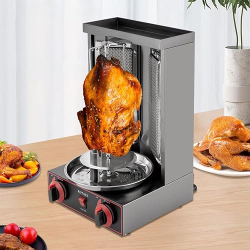 Parrilla a Gas, máquina para Kebab de 2 quemadores, asador de Carne para Uso Comercial y doméstico, asador Vertical de Pollos.