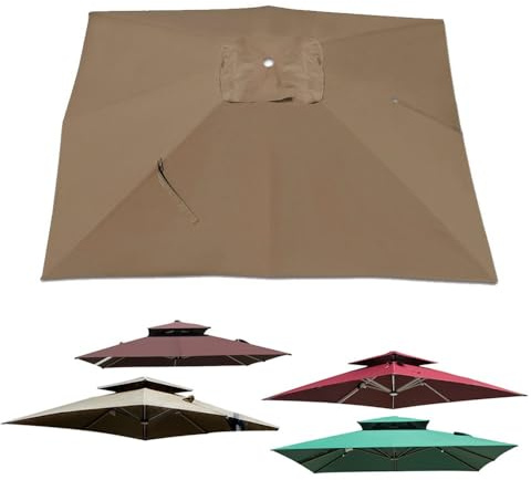AGKANVCVNT Housse De Rechange pour Parasol Auvent De Rechange 250x250cm 300x300cm Toile De Rechange De Parasol Carré pour Terrasse/Jardin/Piscine, Polyester Anti UV 30+(Khaki,250x250cm(8x8ft))