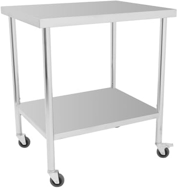 EUAIIPull Arbeitstisch Küche 76x60x85cm Gastro Edelstahl Zubereitungstisch Tragfähigkeit 300kg Gastrotisch Küchenarbeitsbank für Restaurants Hotels