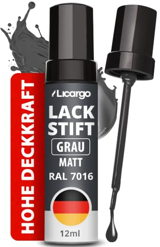 LICARGO Lackstift Anthrazit Grau Matt RAL 7016 – Präziser Pinsel für kleine Kratzer & Steinschläge – Hohe Deckkraft, schnelle Trocknung – Reparaturlack Auto, Felgen & Metall, Made in Germany