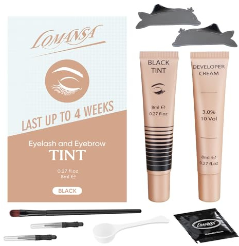 Lash Color Kit, Lomansa Black Color Kit for Eyelash and Brow, Eyelash & Eyebrow Color Set, Lasts Up to 4 Weeks, Easy to Use at Home Salon