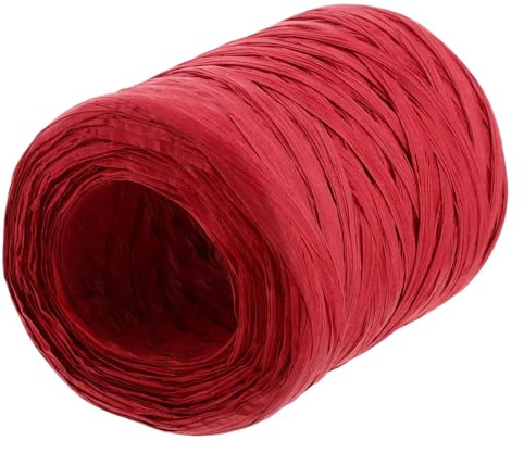 DOITOOL Cuerda de Papel de Rafia Roja, 1 Rollo de 100 Metros, para Envolver Regalos y Adornos Navideños, Uso Versátil para Manualidades