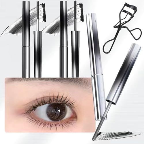 Mascara, Wand Mascara, NatüRliche, VerläNgernde Und Pflegende, 3d Curling Eyelash, Waterproof, Long-Lasting And Smudge-Free (Schwarz*2pcs)