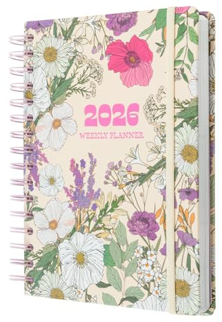 Grupo Erik Agenda 2026 Semana Vista A5 Flores - Agenda semanal Anual mujer : Incluye Pegatinas, Marcapáginas, Ilustraciones y Planificador mensual