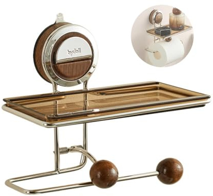 Porte Papier Toilette Meuble WC Support Mural Accessoires Salle De Bain Derouleur Toilette Murale Rangement Rouleau Distributeur Dérouleur sans Percage Decoration Ventouse