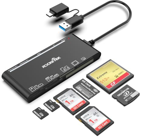 USB-C USB 3.0 - Lector de tarjetas de memoria SD/XD/TF/CF/Micro-SD/MS lector de tarjetas de memoria/adaptador/adaptador para SD, SDXC, SDHC, CF, CFI, TF, Micro SD, Micro SDXC, Micro DHC, MS, MMC