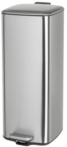 CasaSeleccion - Cubo de Basura de 30 Litros de Acero Inoxidable Plateado de 37x27x65 cm. Papelera con Cubo Interior Extraíble de Polipropileno con Asa y Apertura con Pedal