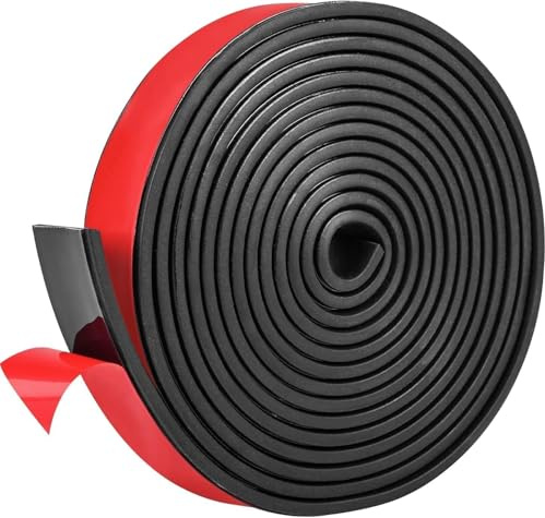 Nuyoah Neopren Gummistreifen Selbstklebend Neopren Gummimatte Gummiplatte für Bodenbeläge Schutz Isolation Anti-Vibration Anti-Rutsch (25mm(B) x1.5mm(D) x3m(L))
