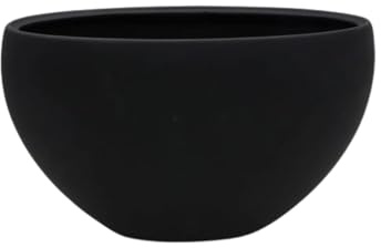 Pflanzschiff Oval Groß aus Keramik – Glasiert & Wasserdicht – Pflanzschale für Orchideen und Zimmerpflanzen – Blumentopf in Weiß oder Schwarz – Modernes Design (Schwarz)