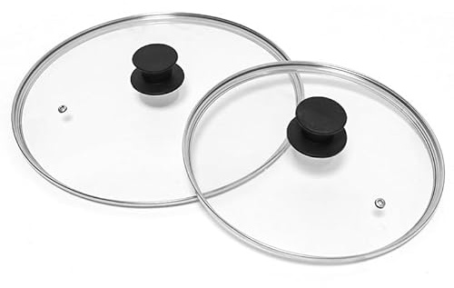 28cm Clear Glass Pan Lid with Heat Resistant Knob – Universal Replacement Lid for Wok, Stir Fry Pan, Stock Pot & Saucepan, Transparent Kitchen Cookware Cover