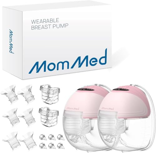 MOMMED Milchpumpen, Milchpumpe Elektrisch Tragbar mit 3 Modi und 12 Leistung, Auslaufsichere und Geräuscharme 24 mm Milchpumpe Elektrisch Doppel, inklusive 17/19/21 mm Flanscheinsätze